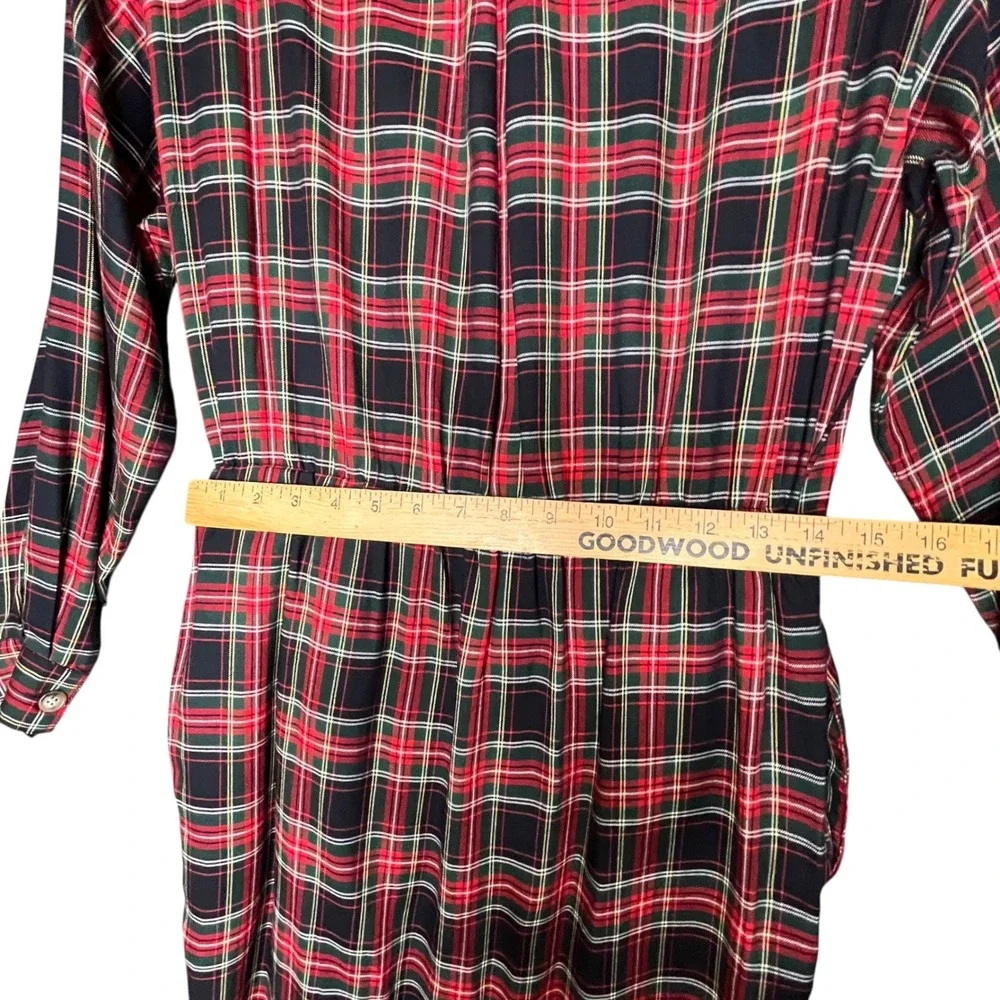Talbots Vintage Tartan Plaid Wrap Shirt Dress Size 8 Holidays Academia Classic - Picture 14 of 16